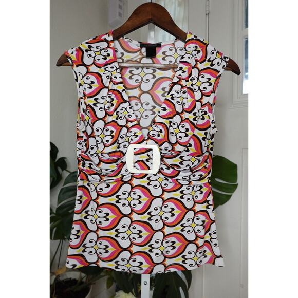 My Michelle Women's 70's Retro Inspired Multicolor Sleeveless Blouse SZ Medium - Picture 5 of 8